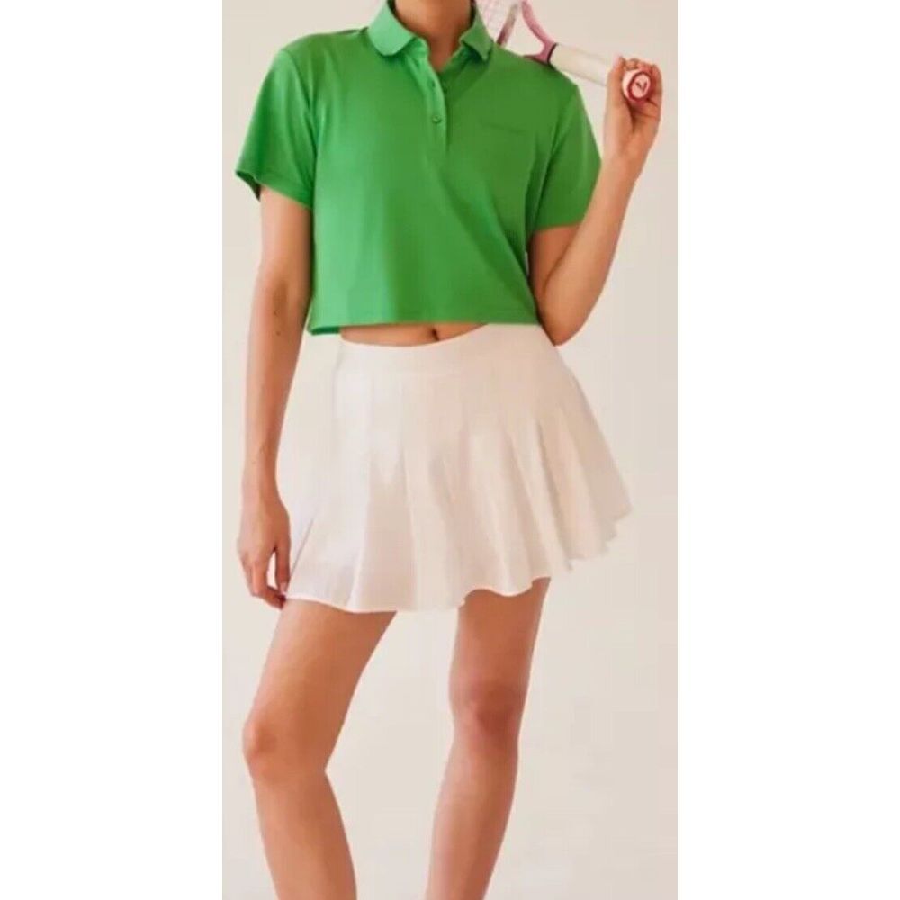 Outdoor Voices Women Kelly Green Cropped Polo Chest Logo‎ Pique Size XXS NWT